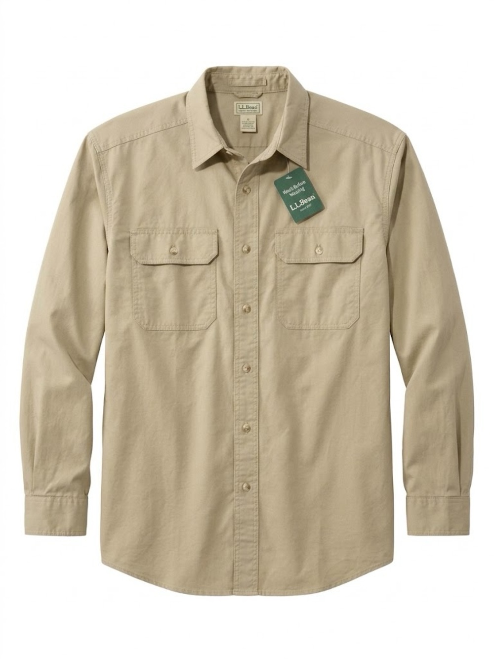L.L. Bean Men's Button-Down Work Shirt in Khaki/Tan